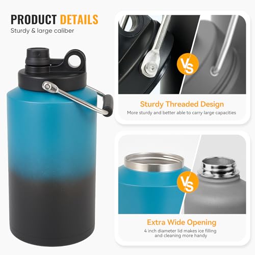 Insulated Gallon Jug, 128oz Stainless Steel Double Vacuum Water Bottle H5296