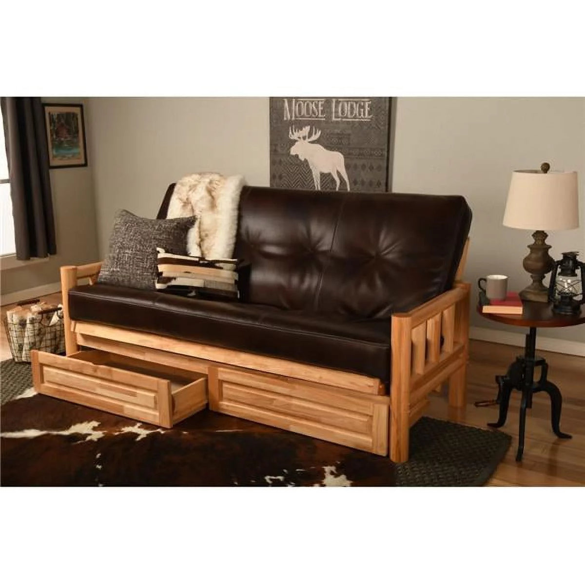Full Size Futon Frame with Mattress & Storage Drawers K654021