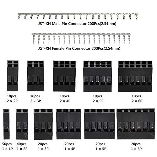 620pcs 2.54mm Pitch JST SM Housing Dupont Connector Kit and JST XH Crimp Pins Assortment Kit G76116