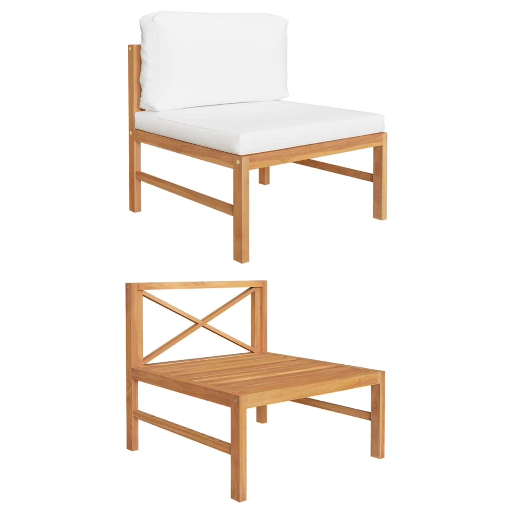 Cream Cushions Solid Teak Wood Sofa G879