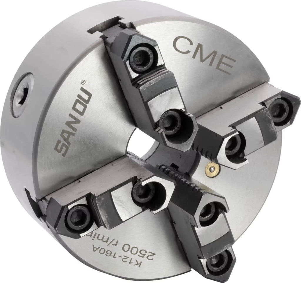 6" 4-Jaw Self-Centering Lathe Chuck, Plain Back, Two-Piece Reversible Jaws S50075