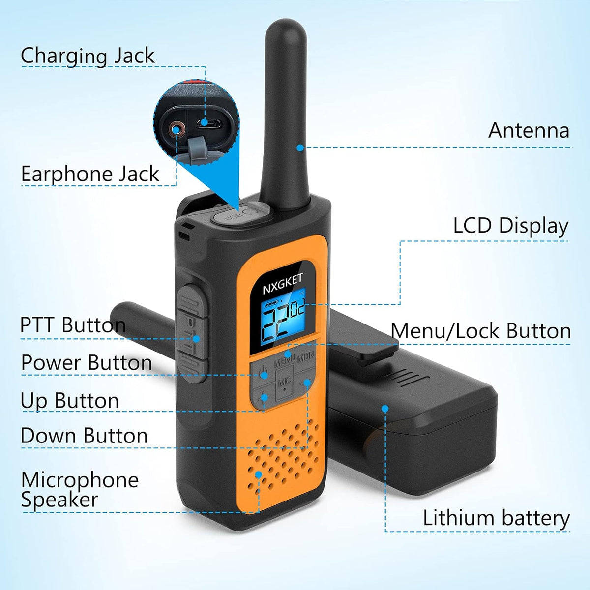 4 Pack 22 Channels Two-Way Radios Rechargeable L823