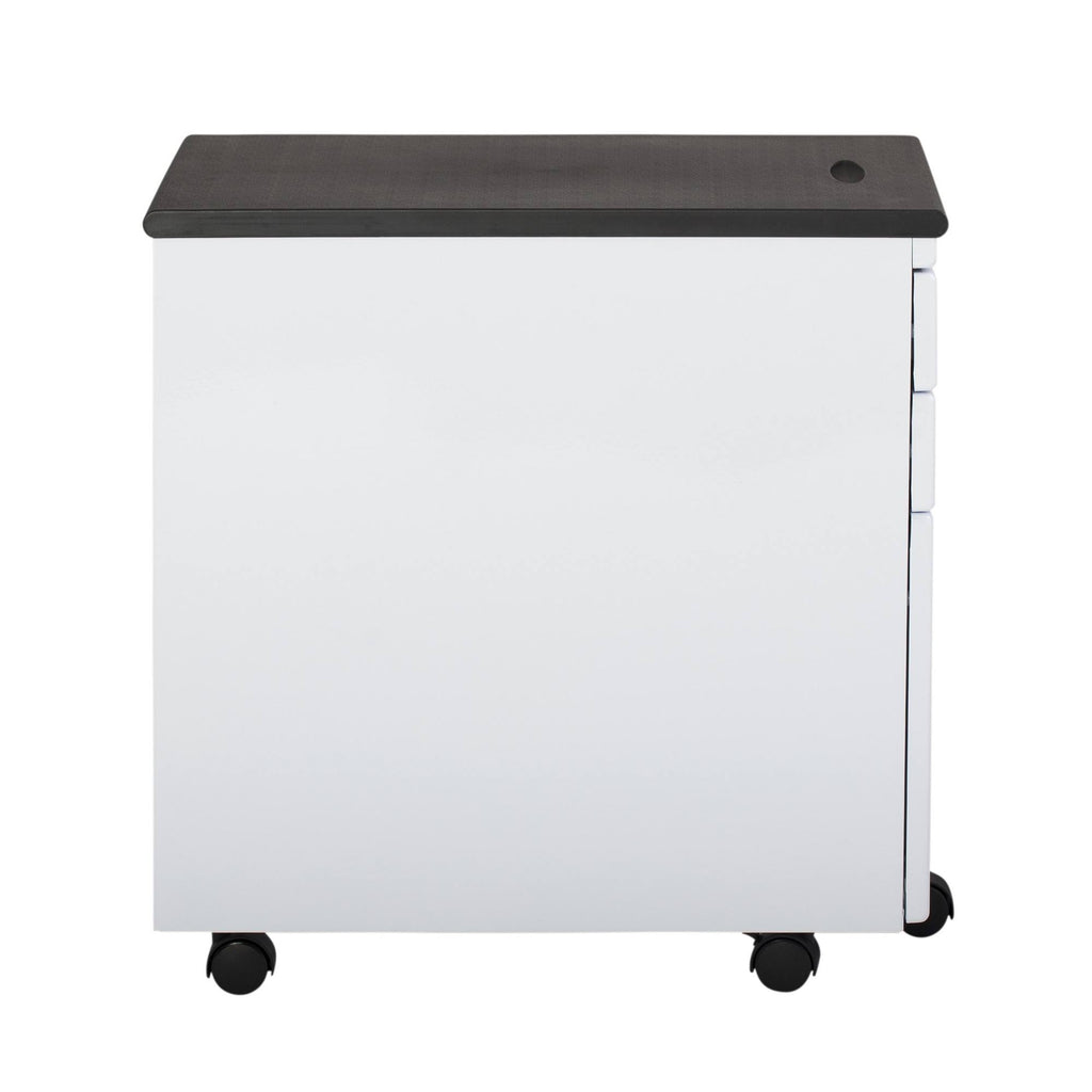 White/Black 3 Drawer Metal Rolling File Cabinet with Locking Drawers J642