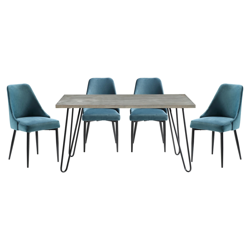 Rectangular Wooden Dining Table with 4 Velvet Chairs Y7253