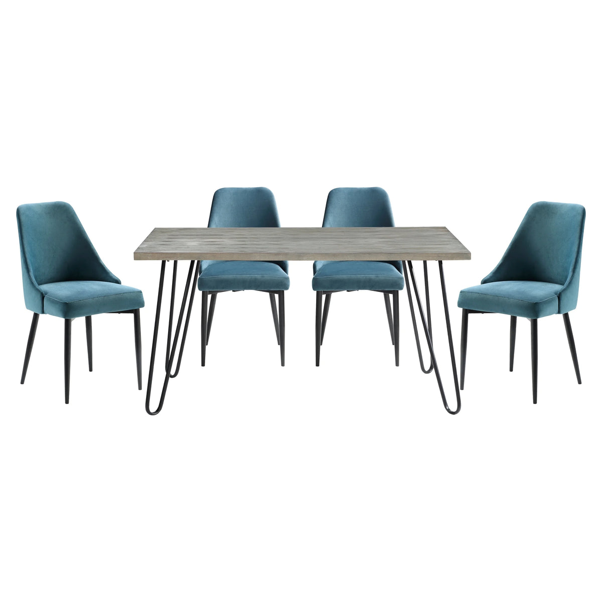 Rectangular Wooden Dining Table with 4 Velvet Chairs Y7253