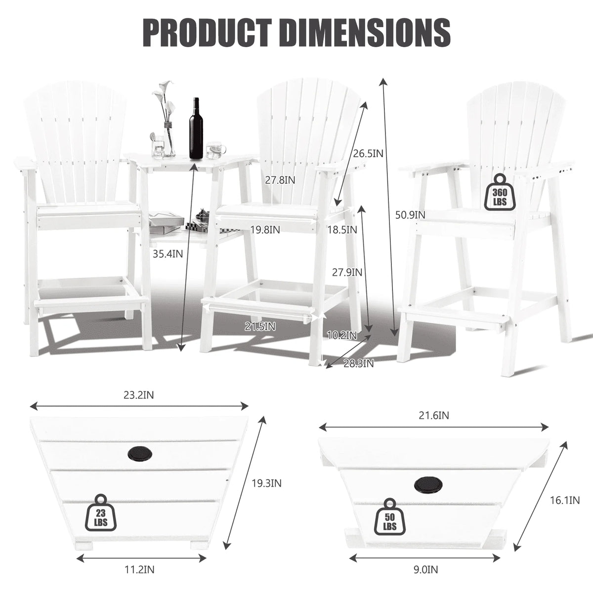 Tall Grey Adirondack Chairs Set of 2 M193686
