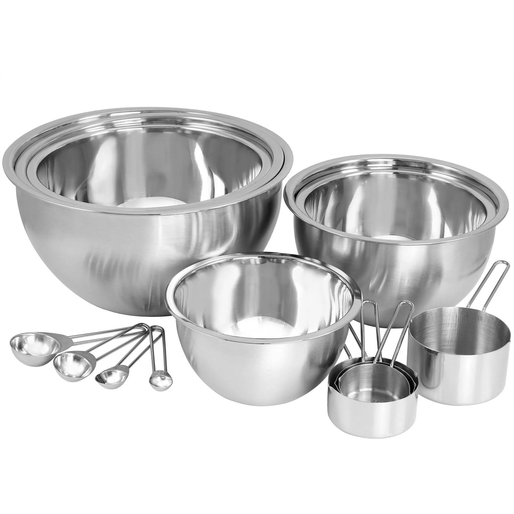14 Piece Stainless Steel Measuring Cup and Spoon Set with Mixing Bowls N93127