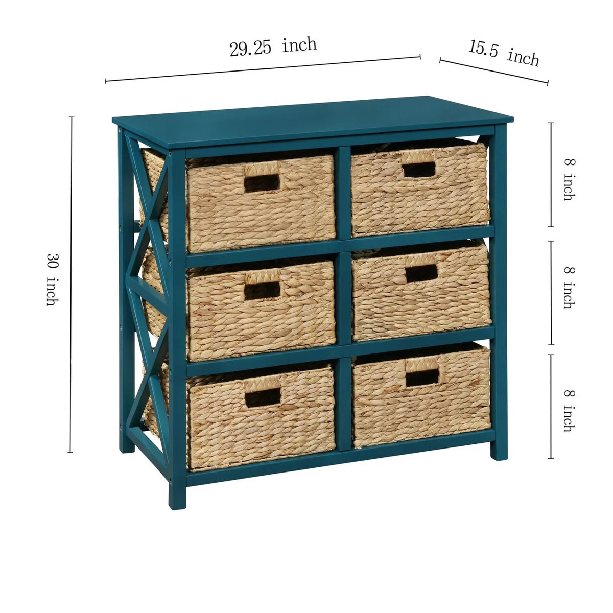 3 Tier Storage Cabinet with 6 Wicker Baskets V9242