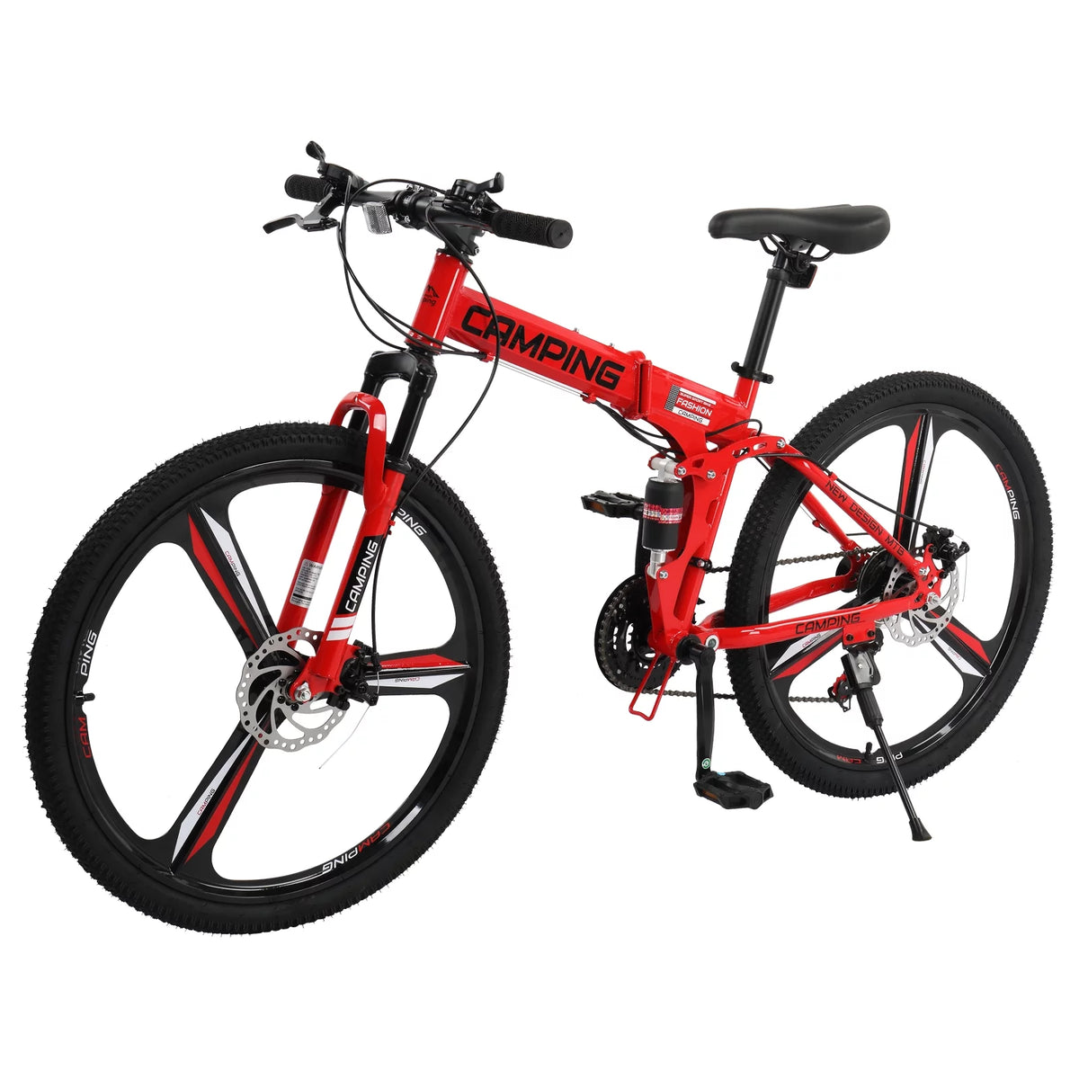 Folding Mountain Bike 21 Speed Black E412