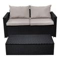 Black Wicker Outdoor Storage Sofa and Coffee Table K9322
