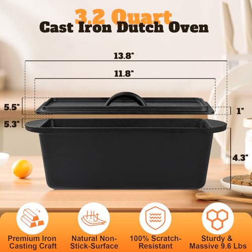 3.2QT Cast Iron Dutch Oven with Lid Y151