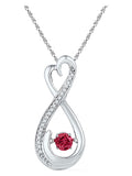 Sterling Silver Round Lab-Created Ruby Diamond Infinity Pendant 1/3 Cttw G725