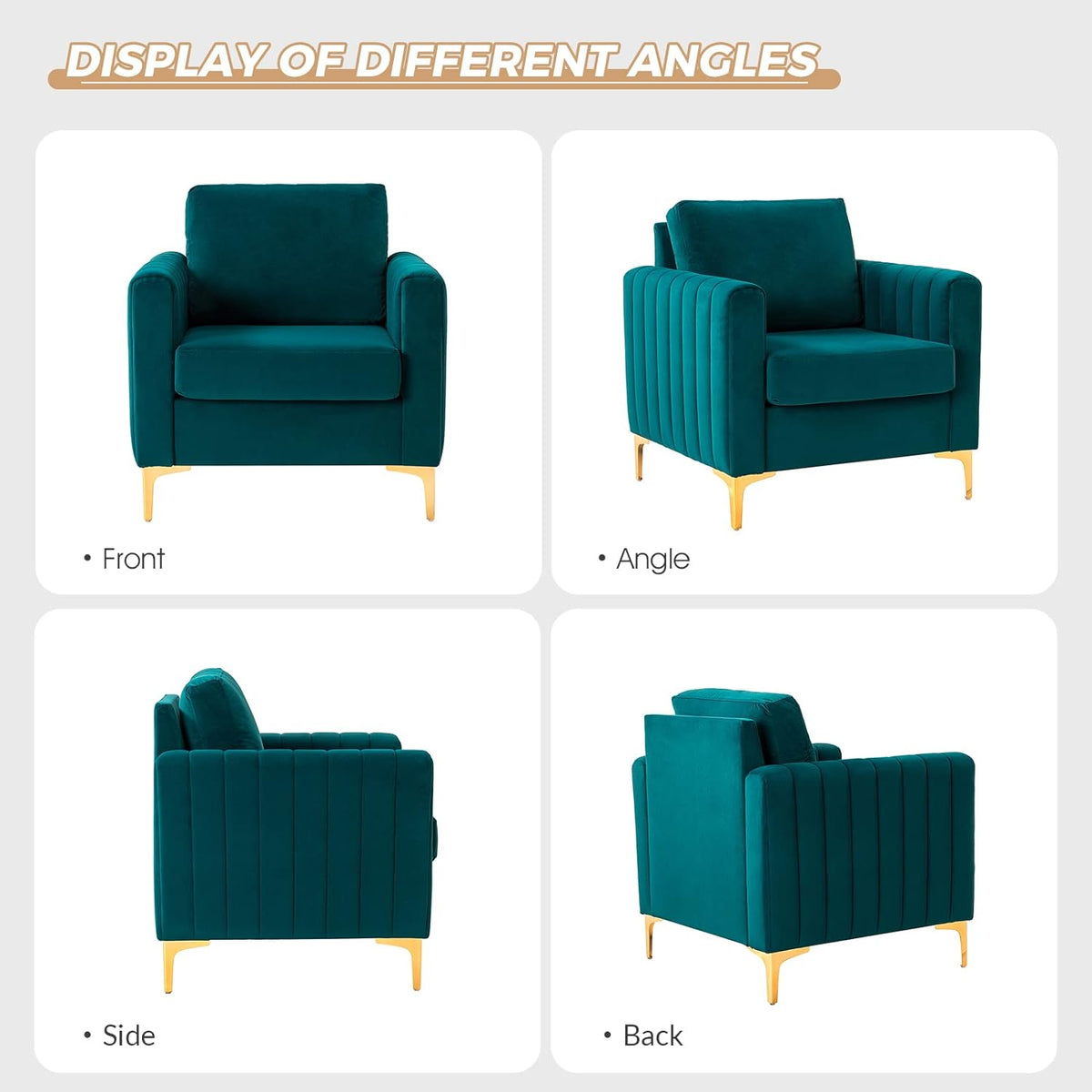 Teal Velvet Club Chairs Set Of 2 with Metal Legs Y4754