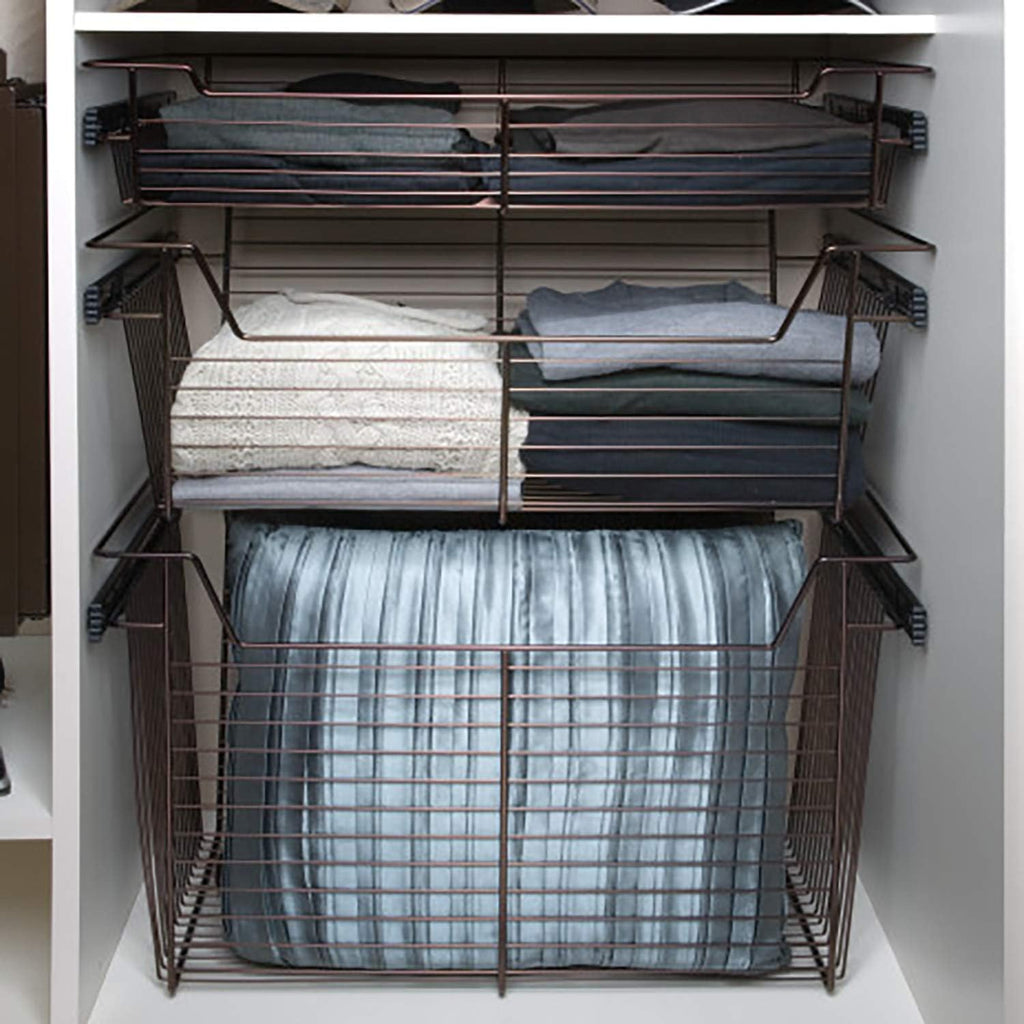 Bronze Wire Pullout Storage Basket Organizer (3 Pack) H118