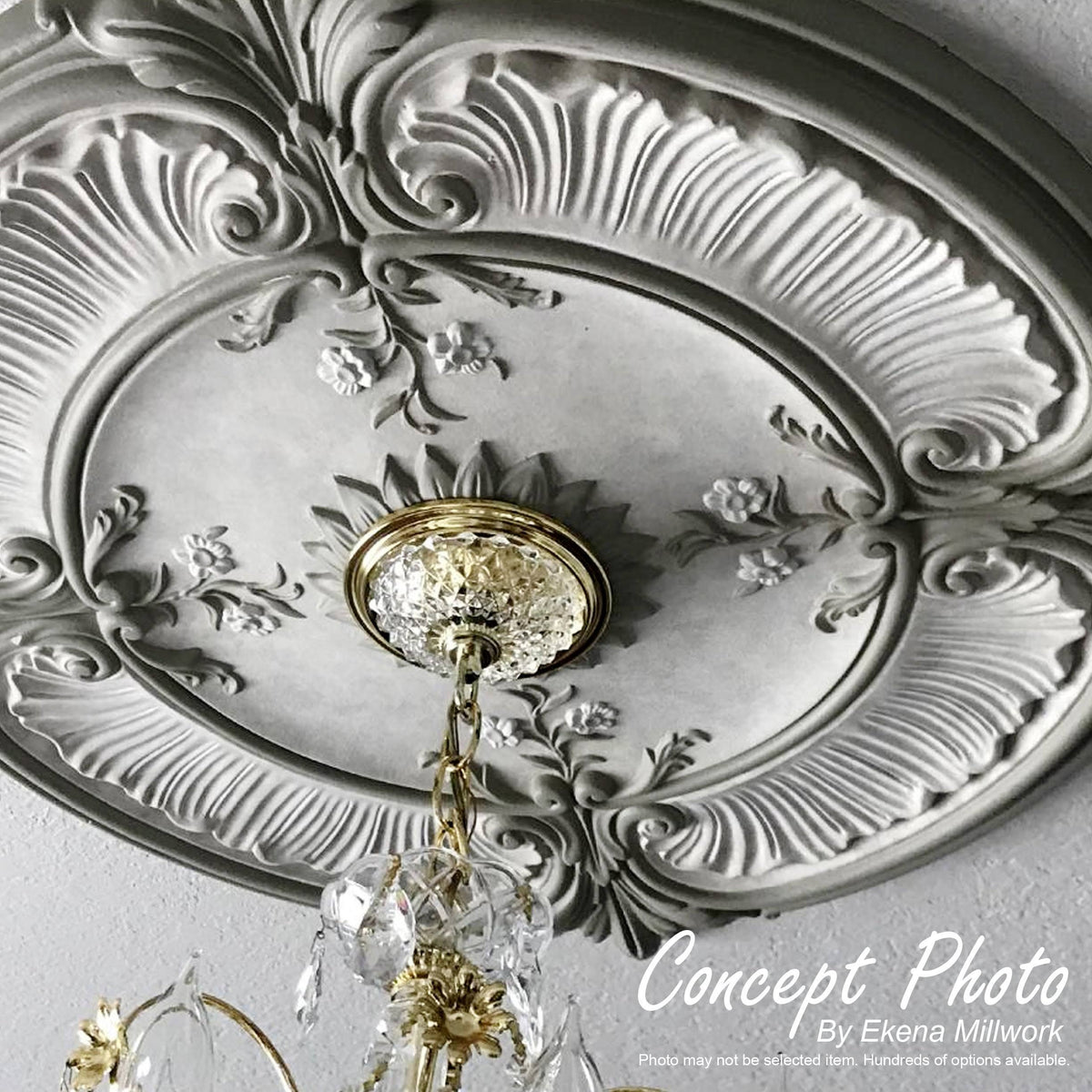 20x22OD x 3 5/8x22ID x 1x22P Ceiling Medallion, Hand-Painted Clear Yellow A7759