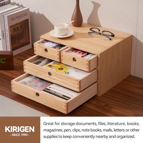 Natural Wooden Desktop Organizer with 3 Drawers F30918