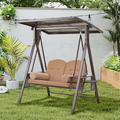 Oversized 3 Seat Outdoor Porch Swing with Hardtop A283209