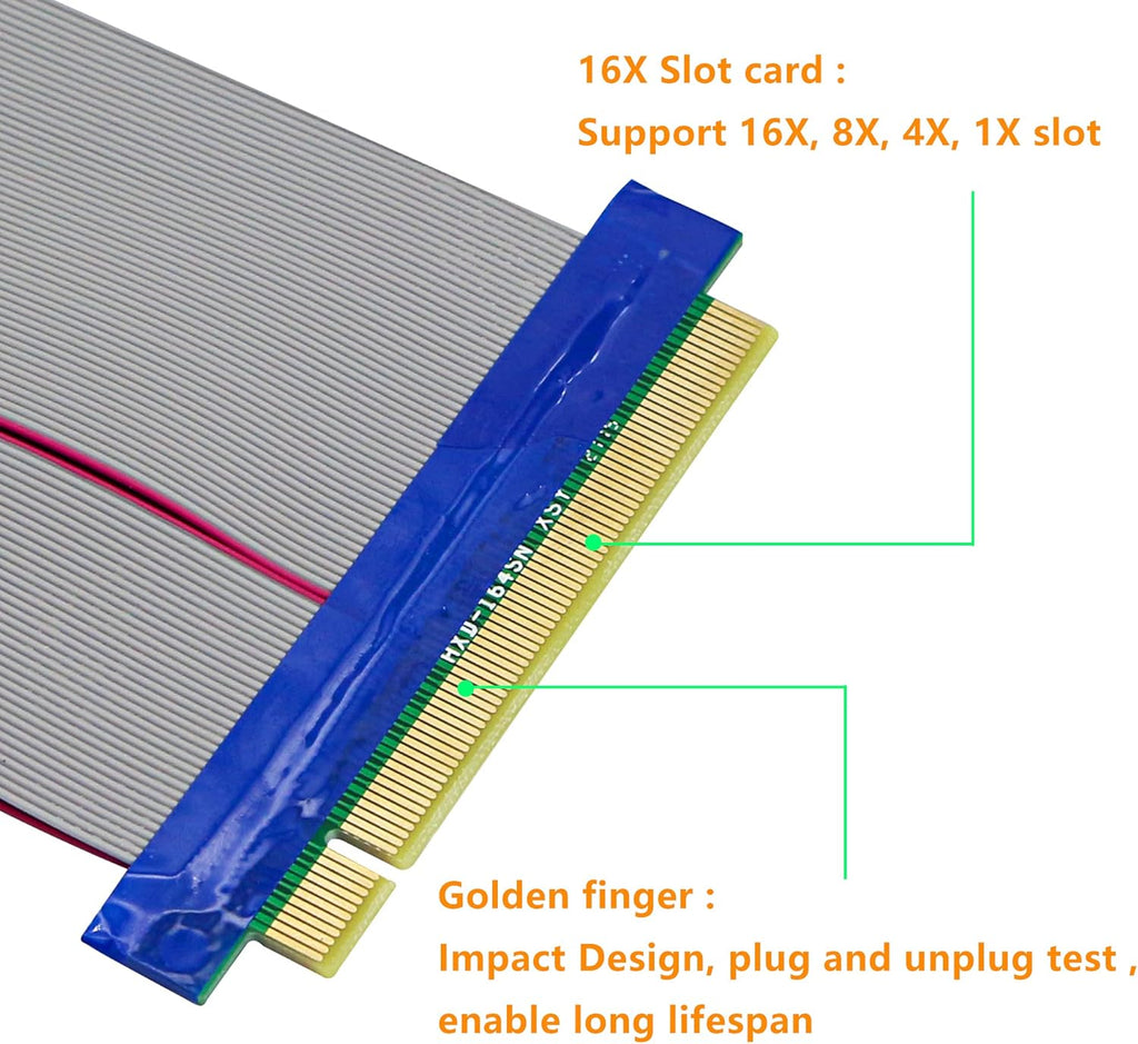 PCI-E Extender Cable 16x to 16x Flexible GPU Riser Adapter Card, 8inch, Pack of 2 I626545