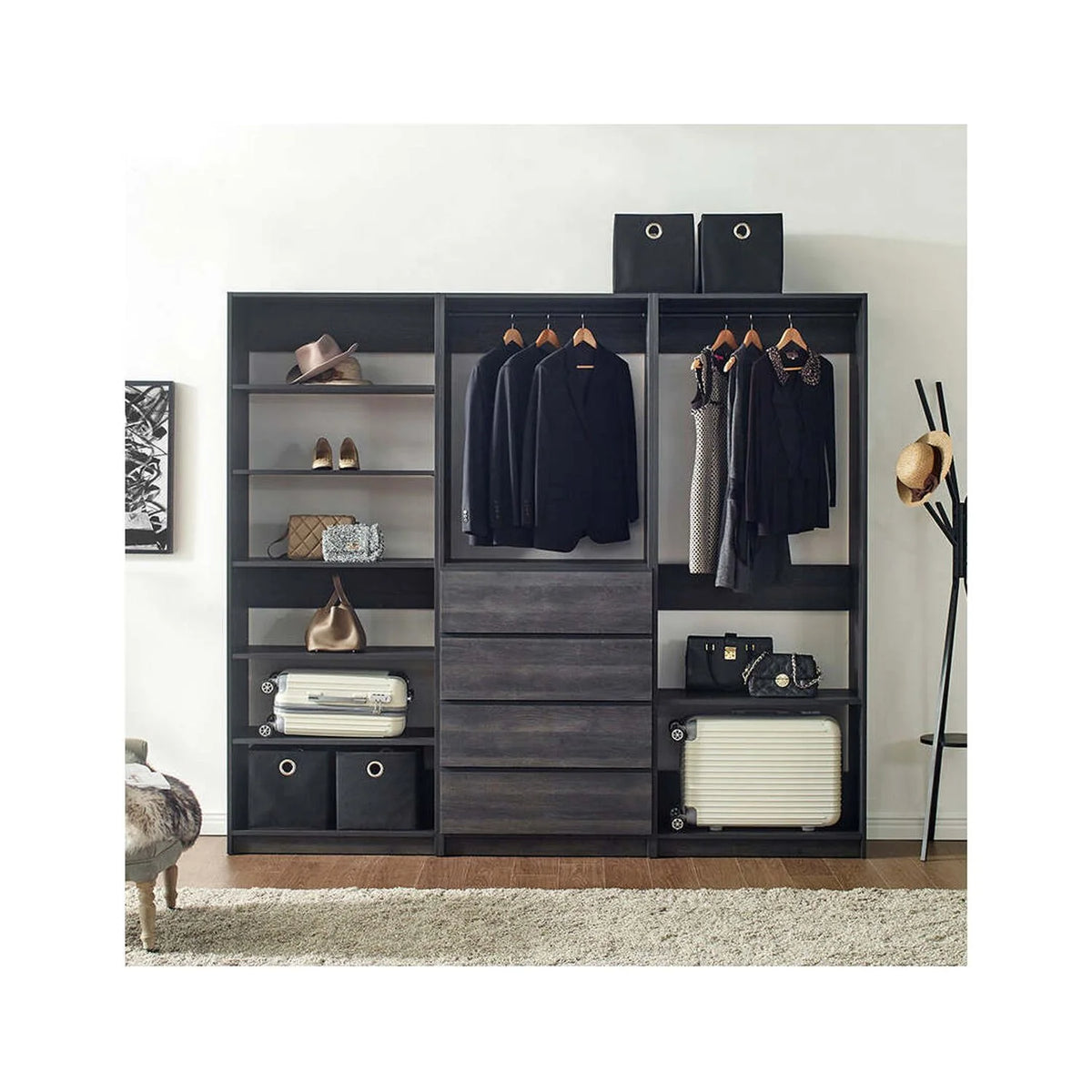 Gray Freestanding Wood Closet System V76546