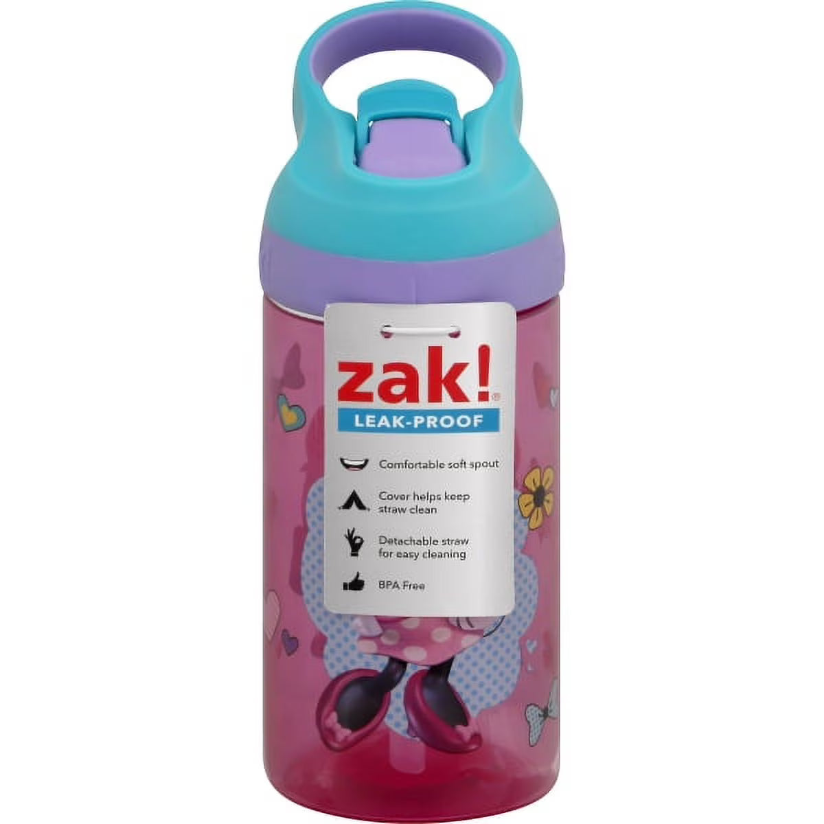16oz Plastic Water Bottle Pink/Teal Q581