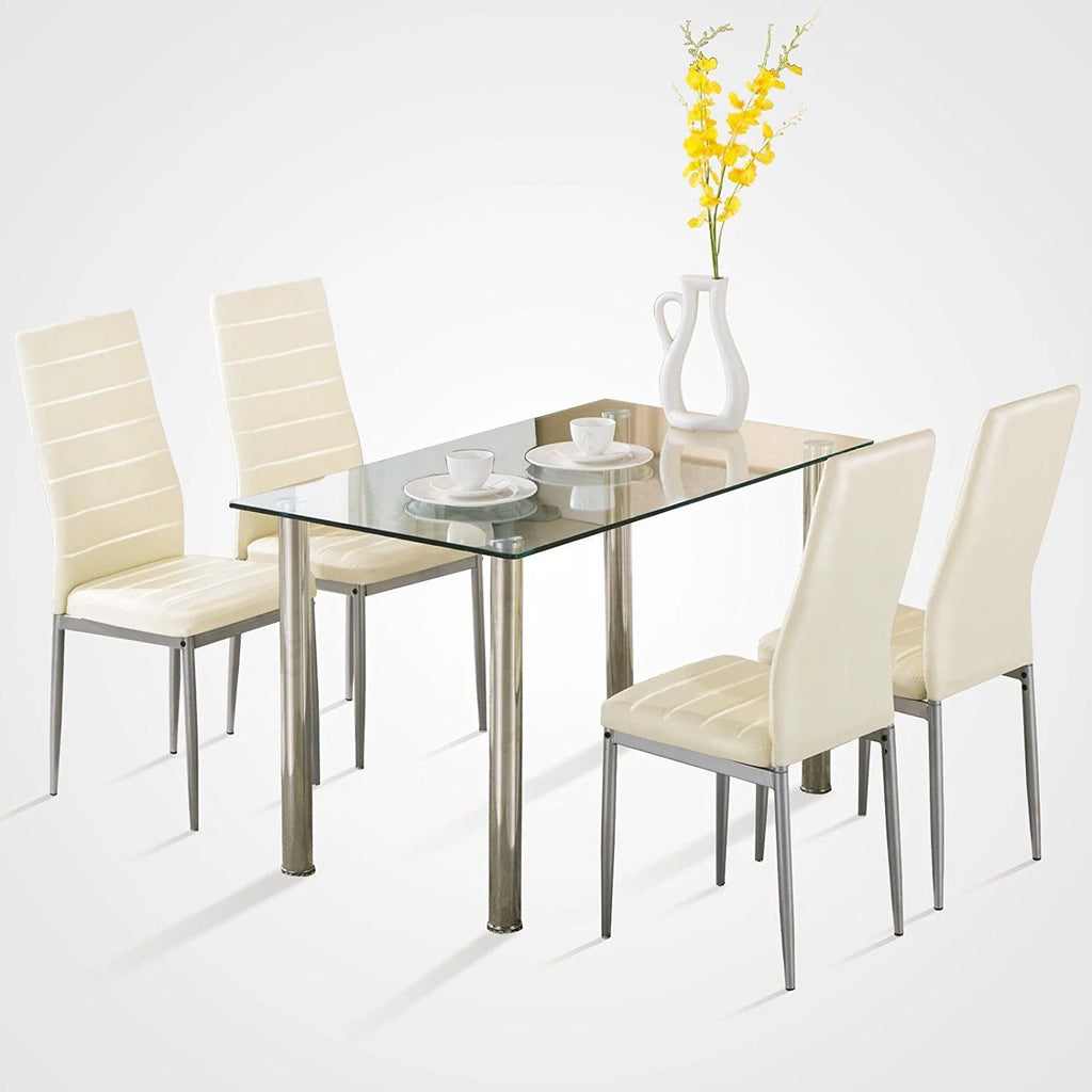 White 5 Piece Dining Table Set I5555