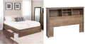 Queen 4-Post Platform Bed with 2 Drawers, Drifted Gray A866