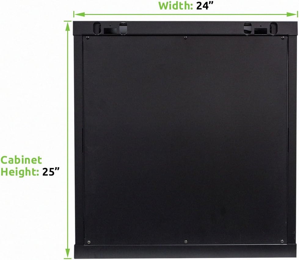 12U 19-Inch Server Network Rack with Locking Glass Door Black Q207