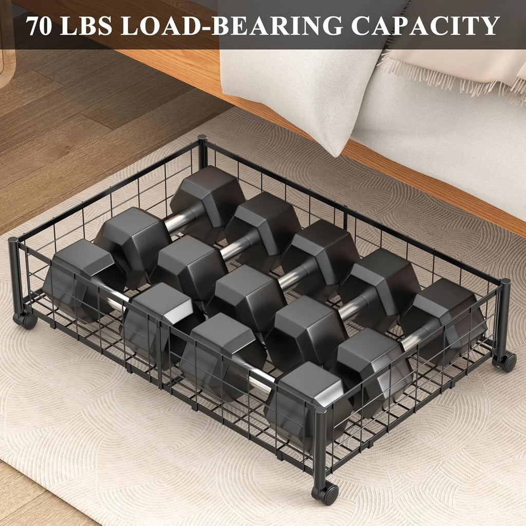 Black Under Bed Storage Drawers with Wheels and Cover V637