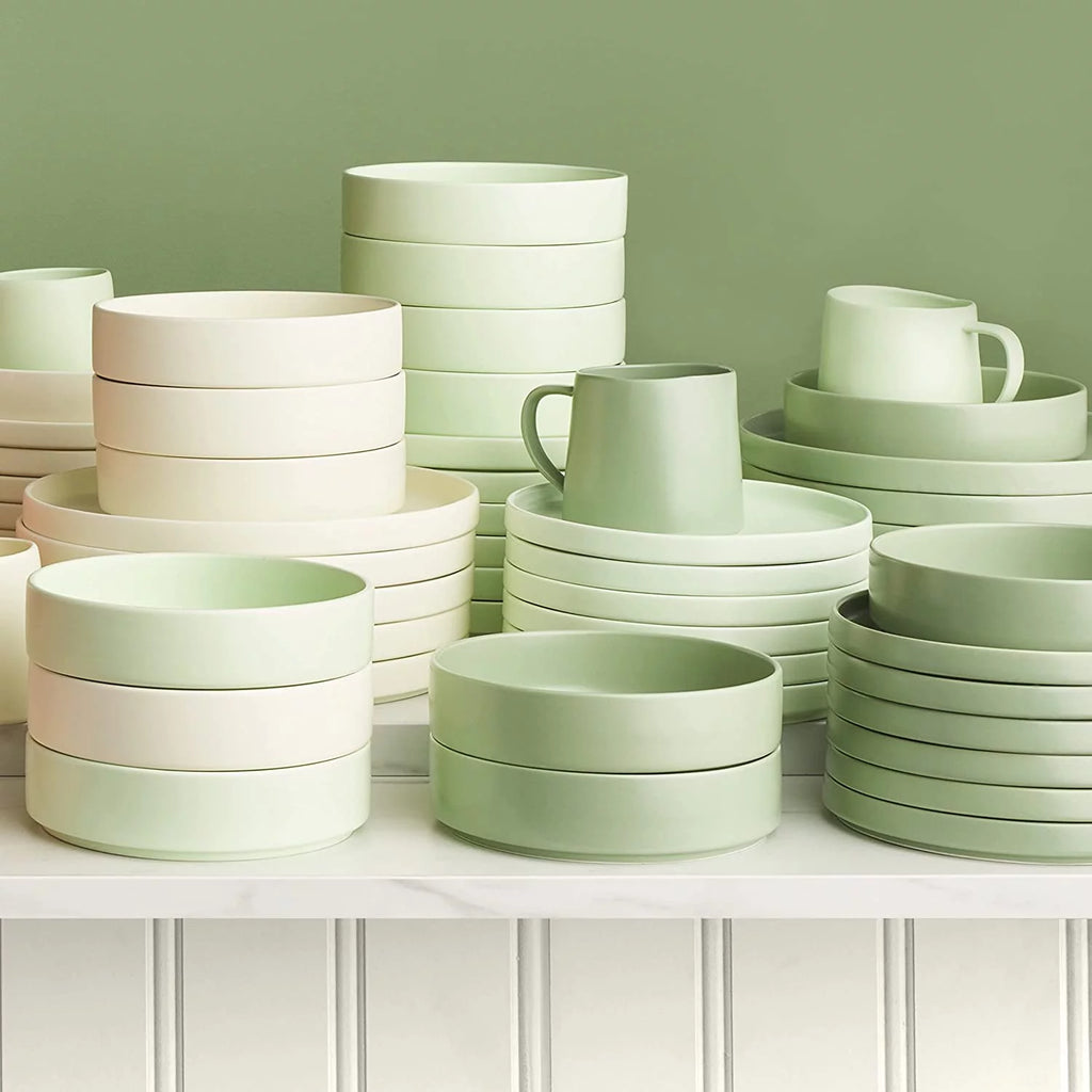 Porcelain Dish Set, 6 Pasta Bowls Service for 6, Cream Q275