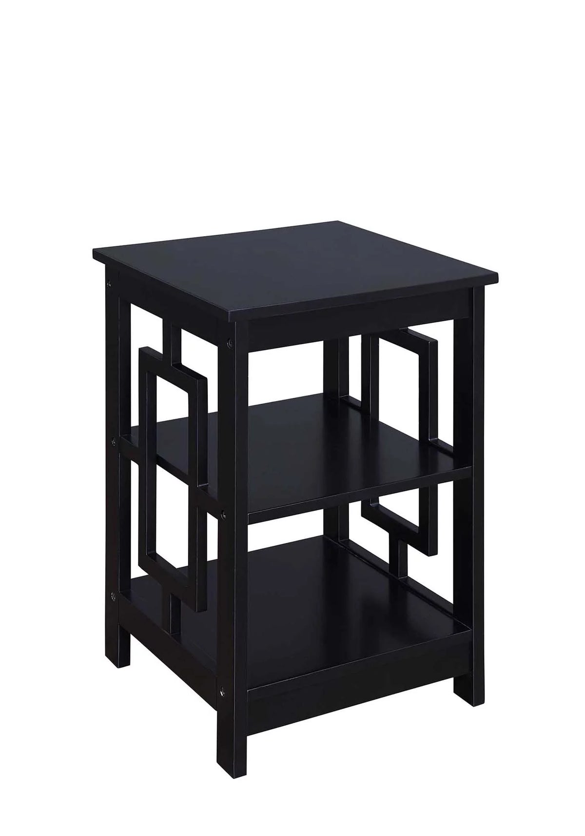 Black End Table with Shelves Y577
