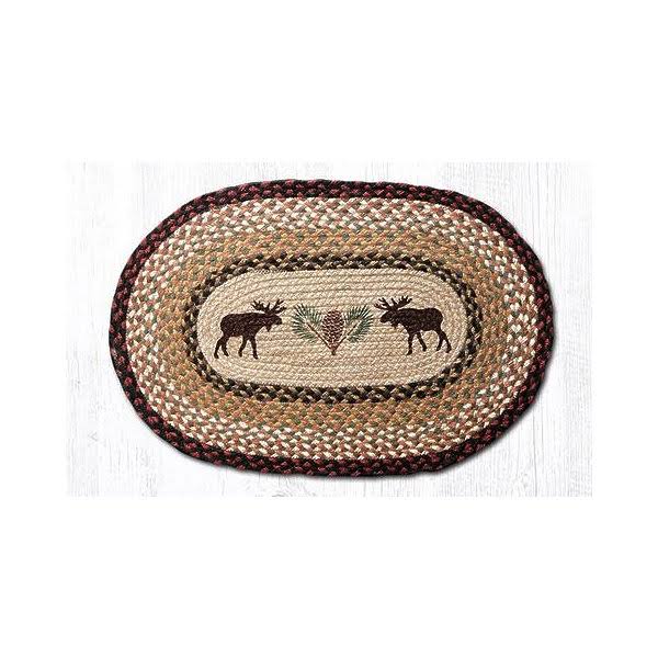 Jute Oval Moose & Pinecone Patch Rug M20298