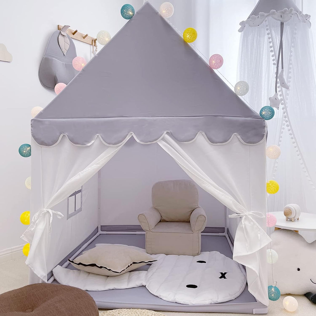 Grey Kids Play Tents Princess Castle Indoor Playhouse B99812