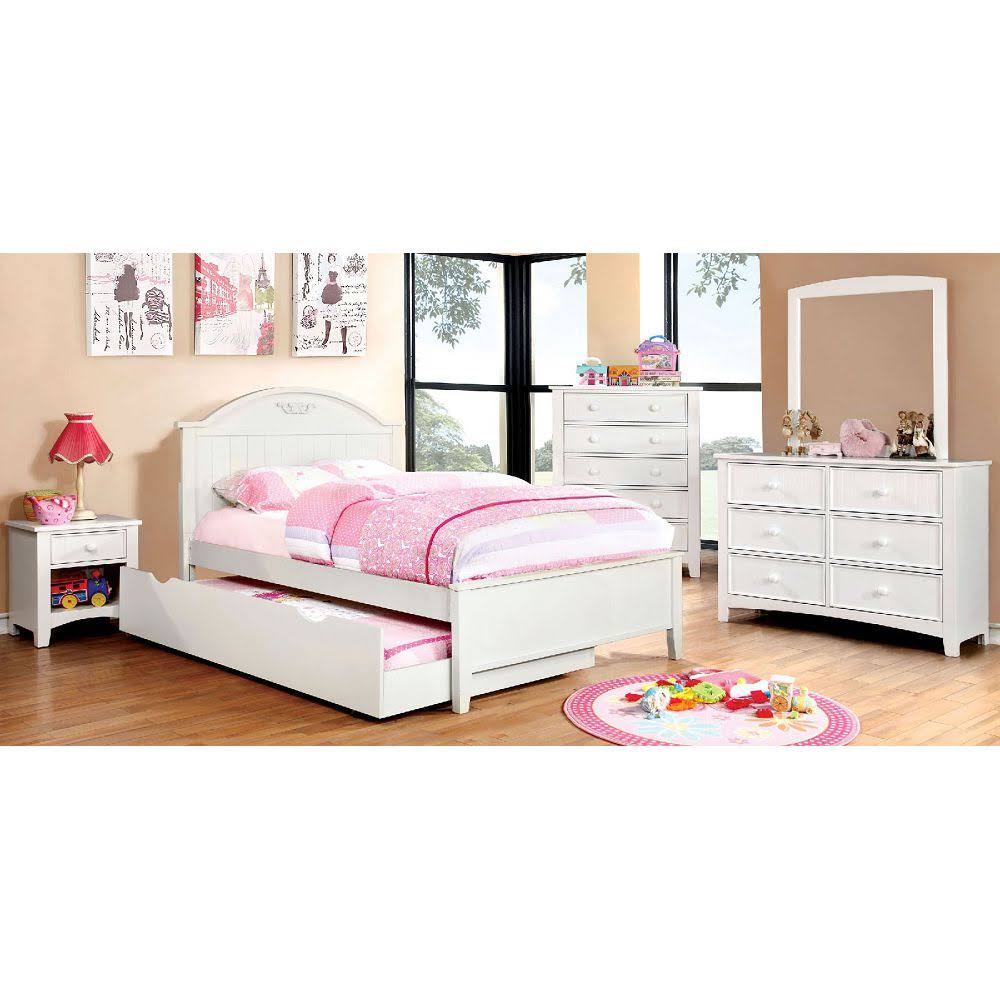 White Wood Full Bed with Trundle Y488694