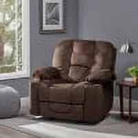 Chocolate Brown and Black Fabric Tufted Recliner K8116
