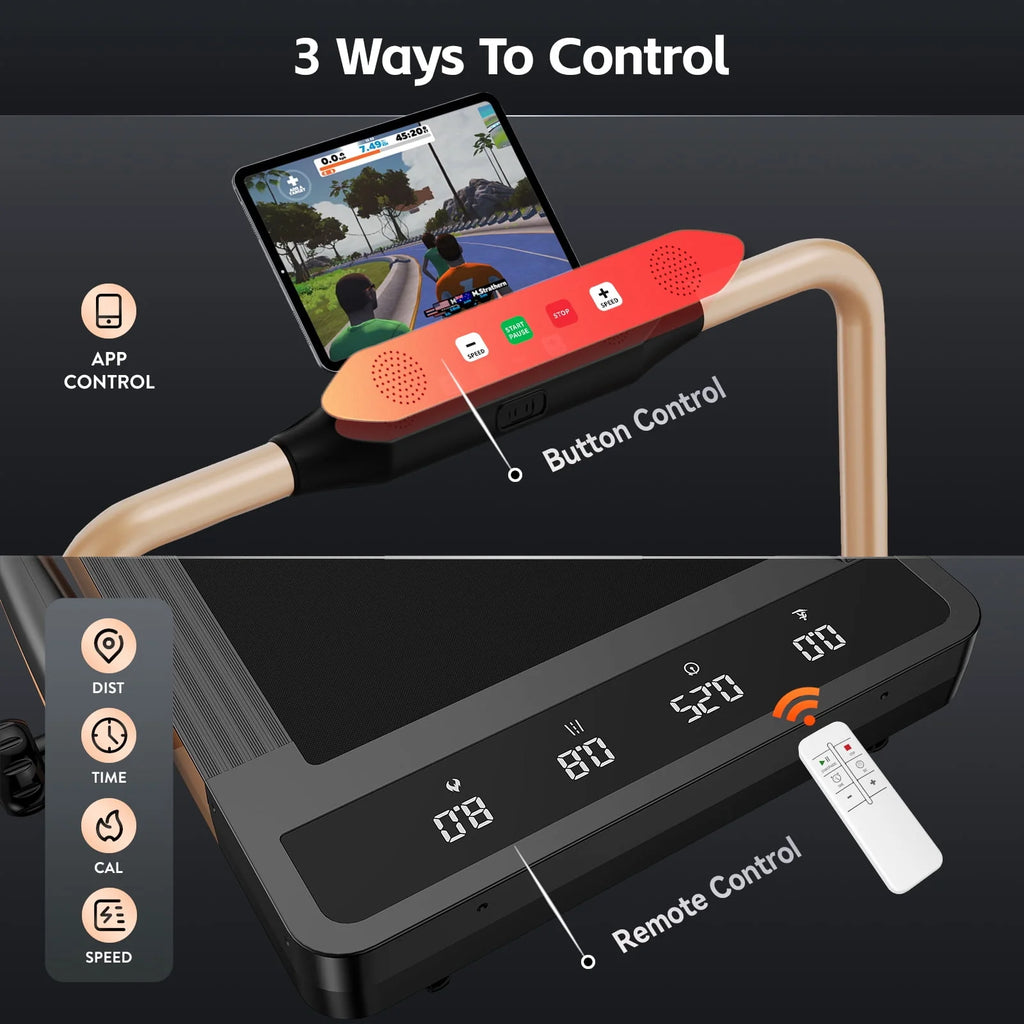 0.8-12MPH 2in1 Folding Under Desk Treadmill 2.5HP Brushless Electric Treadmill I194