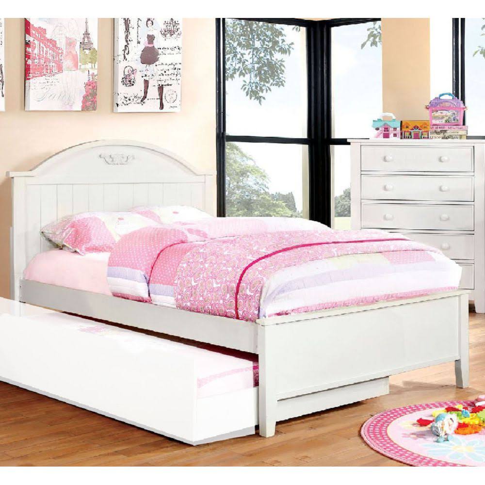 White Wood Full Bed with Trundle Y488694