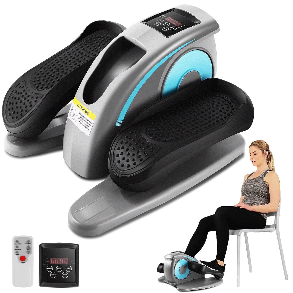 Under Desk Elliptical Pedal Exerciser with Remote & Data Monitor U29684