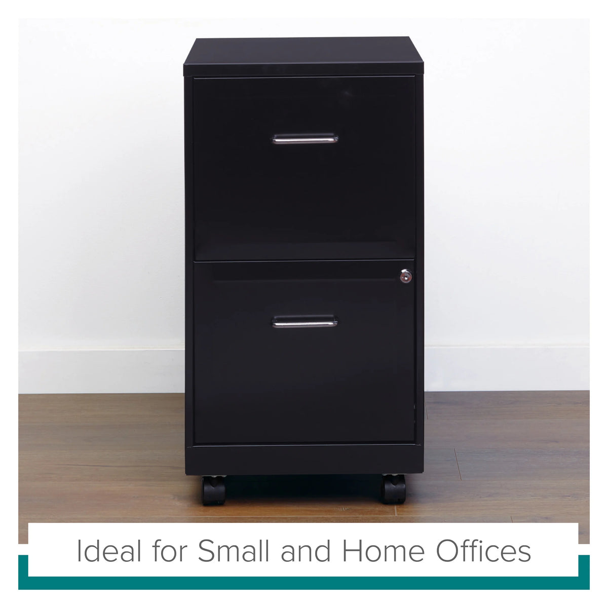 18" Deep 2 Drawer Mobile Vertical File Cabinet, Black A576769