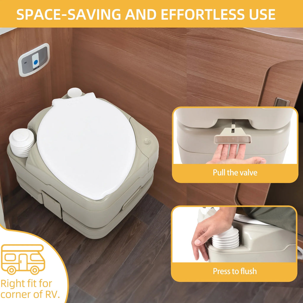 Portable Toilet, 2.6 Gallon, Gray & White E123