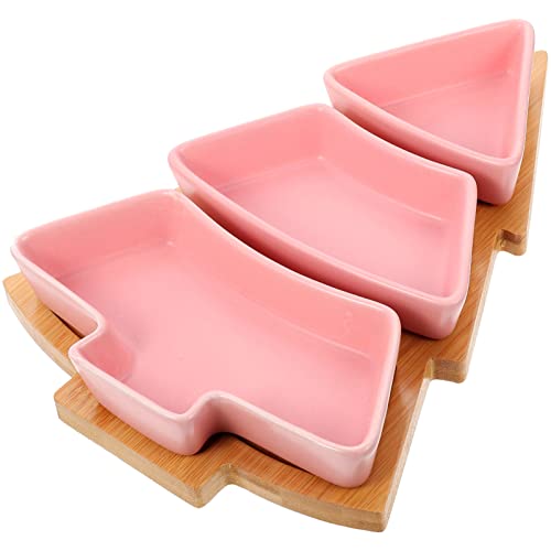 Ceramic Christmas Tree Shaped Serving Platter with Base W3189