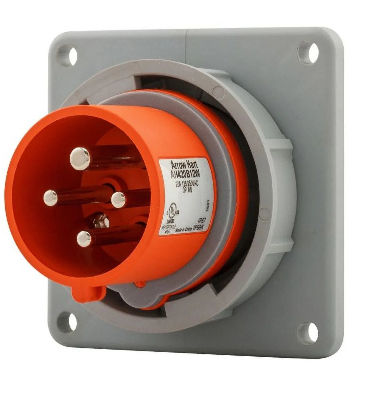 Pin and Sleeve Inlet, Orange, 20A, 125/250V N568