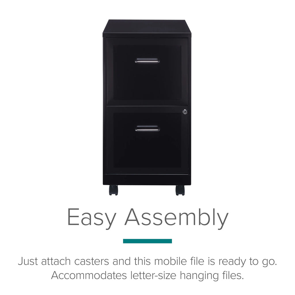 18" Deep 2 Drawer Mobile Vertical File Cabinet, Black A576769
