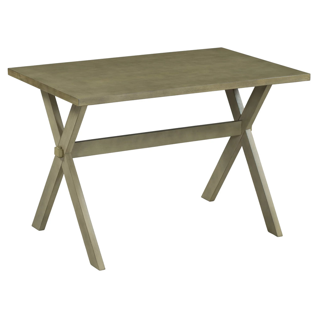 Farmhouse Rustic Wood Dining Table with X-shape Legs, Gray Green Q988963