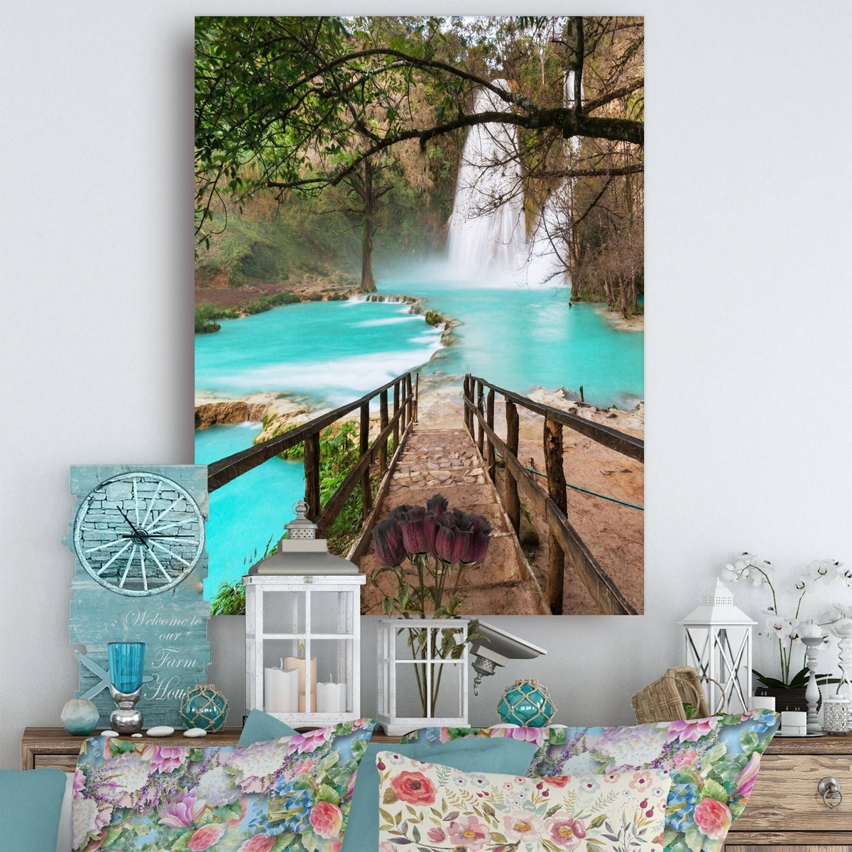 Oversized Landscape Canvas Art Green 30 in. Wide x 40 in. High X15736