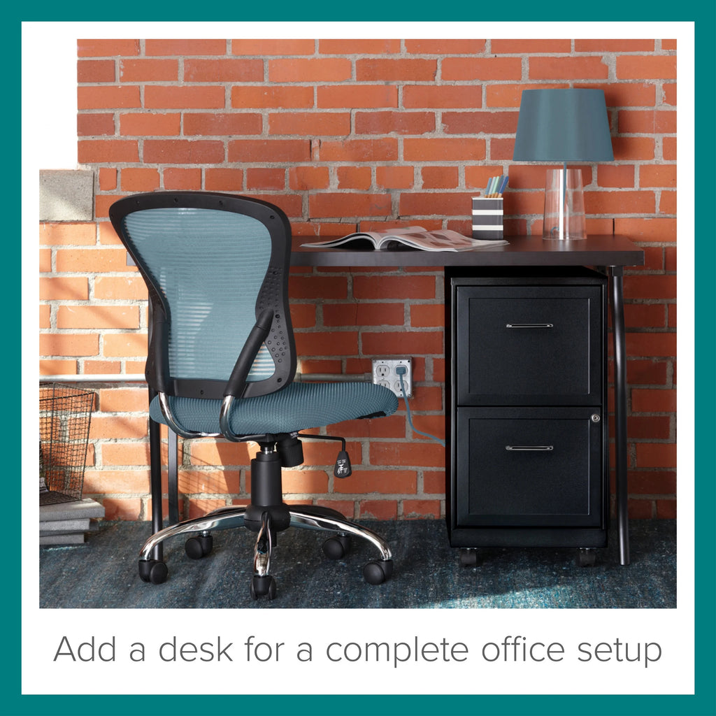 18" Deep 2 Drawer Mobile Vertical File Cabinet, Black A576769