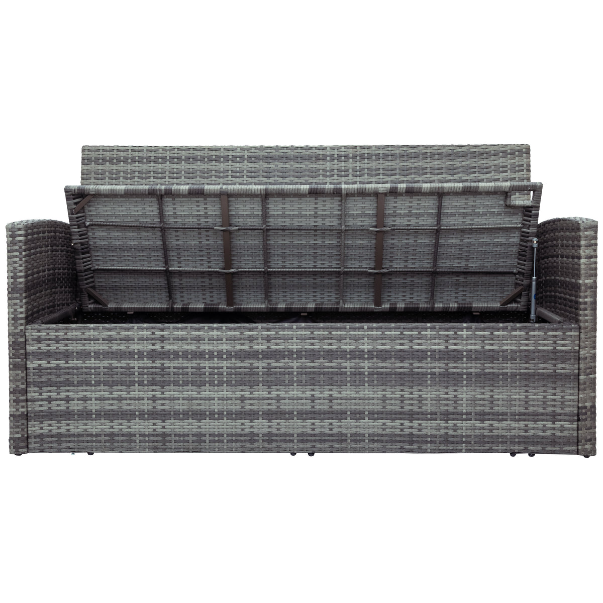 Gray PE Wicker Patio Sofa Set with Glass Table E379475