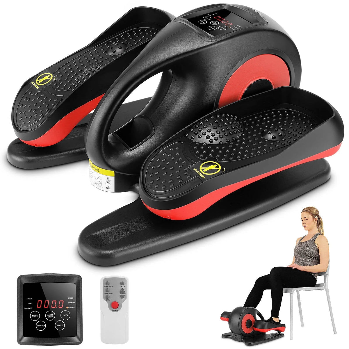 Under Desk Elliptical Pedal Exerciser with Remote & Data Monitor U29684