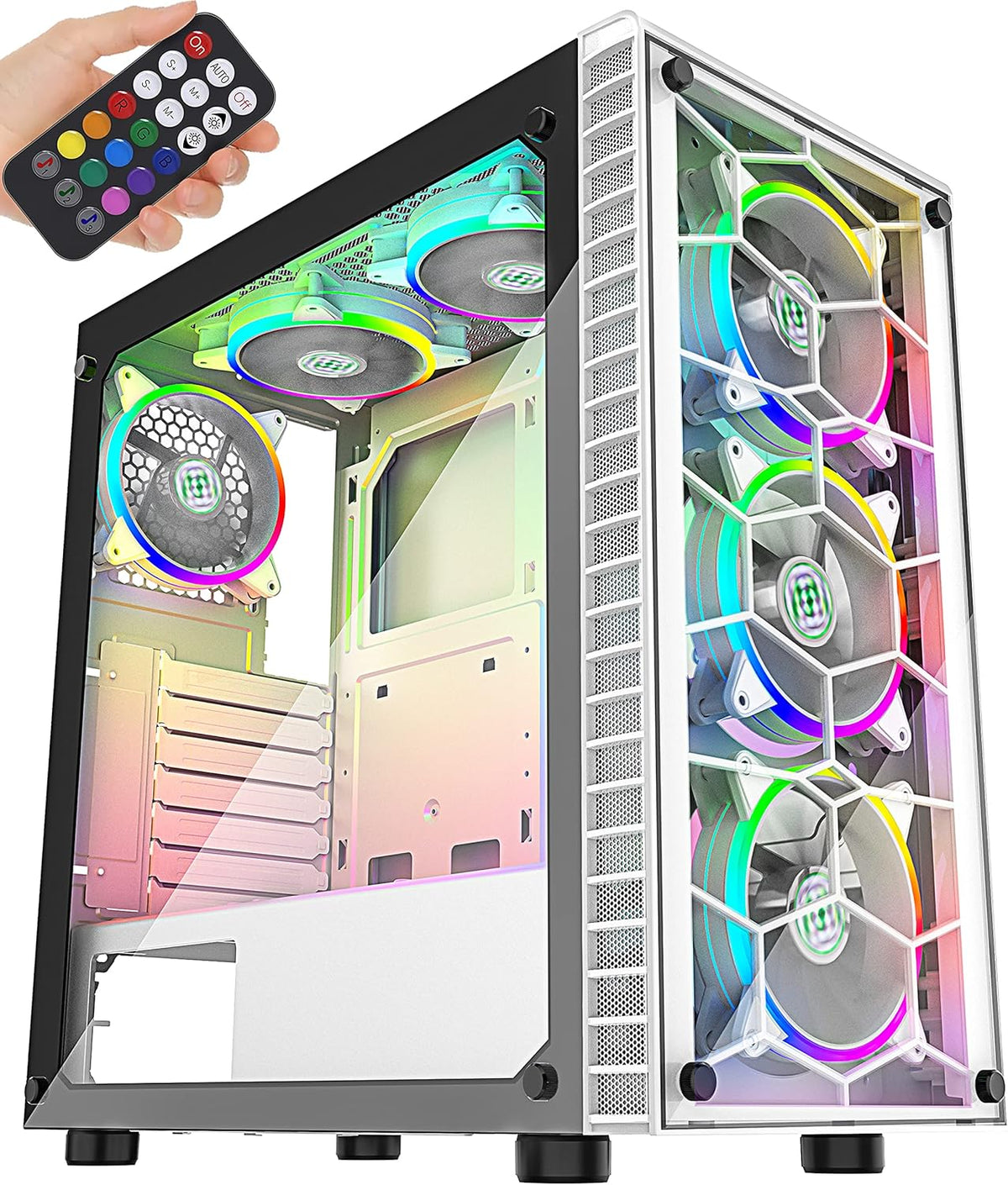 Black Mid-Tower PC Case with 6 Pcs ARGB Fans B57037