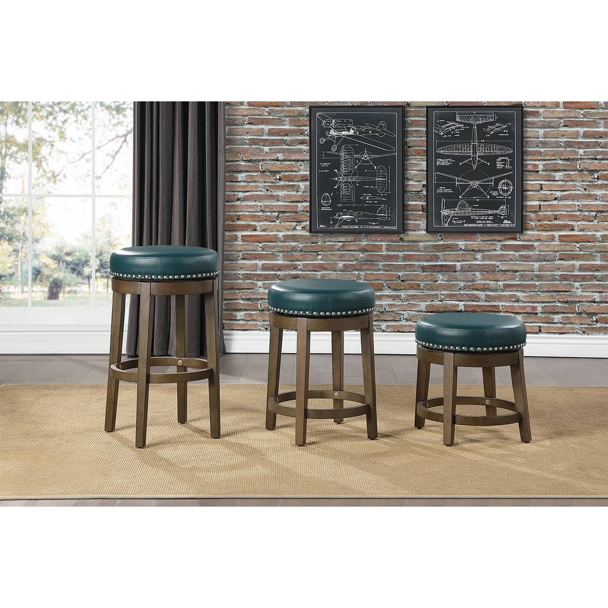 Green 25 inch Counter Height Swivel Seat Stool (4 Pack) A11585