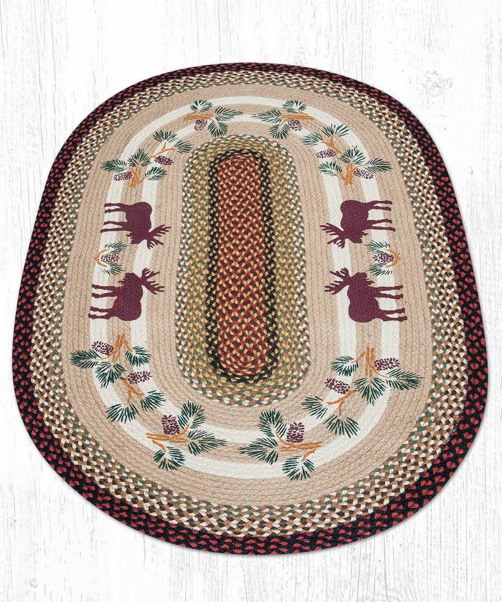 Jute Oval Moose & Pinecone Patch Rug M20298
